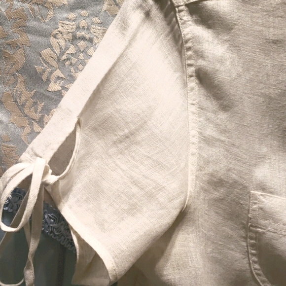 DNM WHITE 100% LINEN SHIRT SHORT SLEEVE SZ 1/42/M - Picture 2 of 7